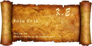 Kele Erik névjegykártya